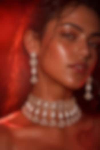 Micro Gold Finish Kundan Polki & Pearl Choker Necklace Set by Tussya at Pernia's Pop Up Shop
