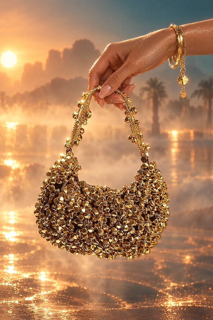 Gold Brass Handcrafted Handbag by Tussya at Pernia's Pop Up Shop