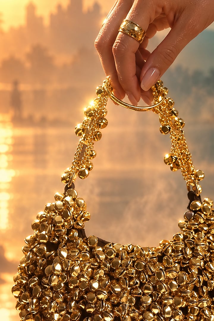 Gold Brass Handcrafted Handbag by Tussya at Pernia's Pop Up Shop