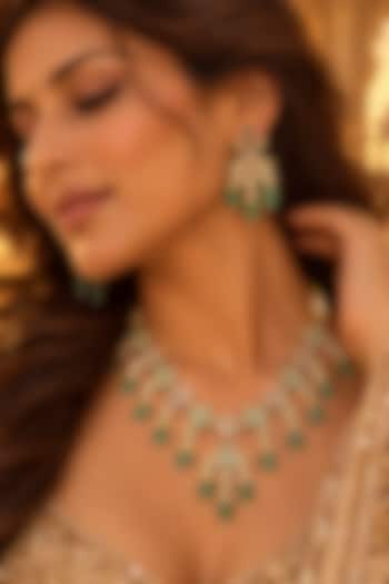 Gold Plated Kundan Polki Necklace Set by Tussya at Pernia's Pop Up Shop