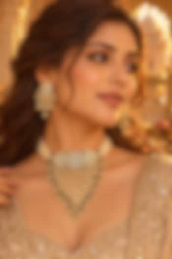 Gold Plated Kundan Polki Necklace Set by Tussya at Pernia's Pop Up Shop
