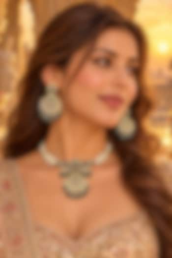 Gold Plated Kundan Polki Choker Necklace Set by Tussya at Pernia's Pop Up Shop