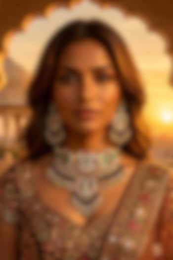Gold Plated Kundan Polki Choker Necklace Set by Tussya at Pernia's Pop Up Shop