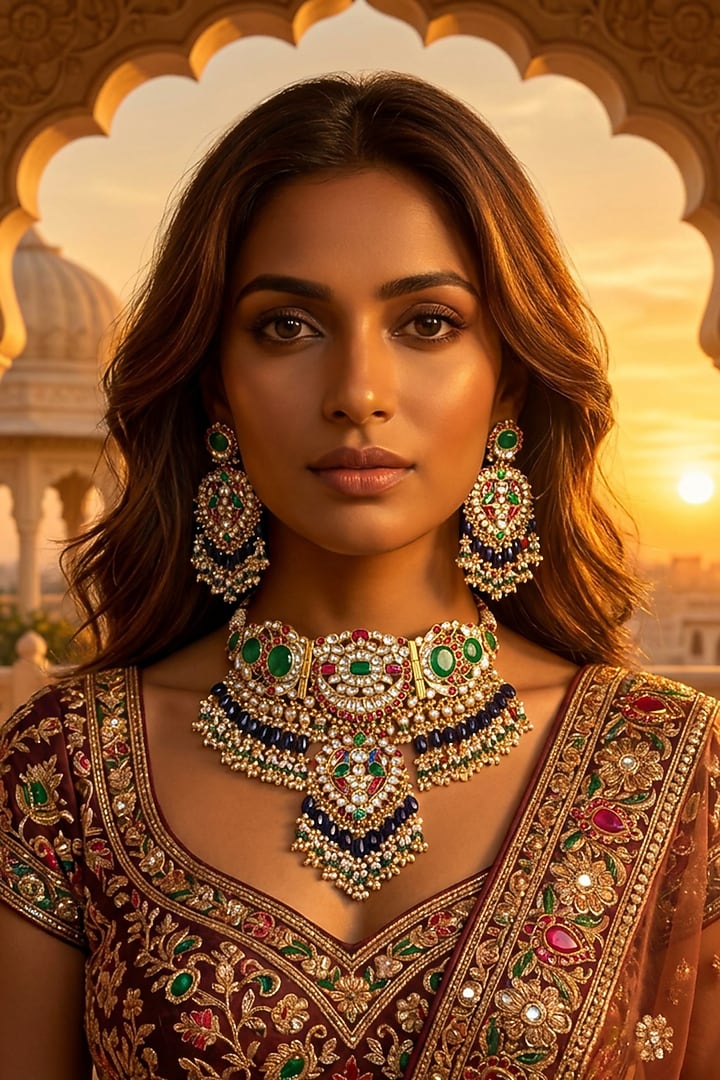 Gold Plated Kundan Polki Choker Necklace Set by Tussya at Pernia's Pop Up Shop