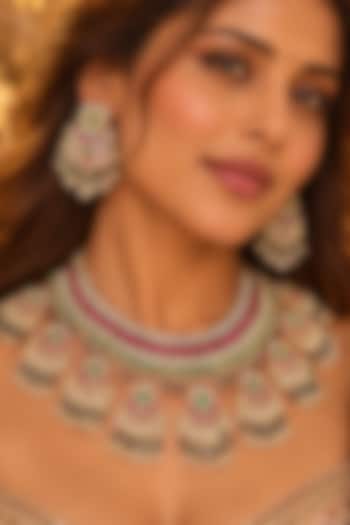 Gold Plated Kundan Polki Necklace Set by Tussya at Pernia's Pop Up Shop