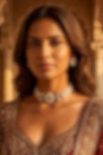 Gold Plated Kundan Polki Choker Necklace Set by Tussya at Pernia's Pop Up Shop