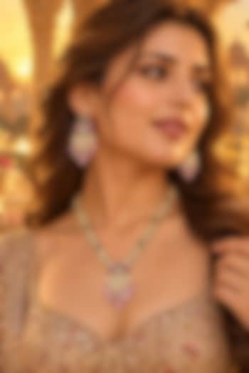 Gold Plated Kundan Polki Necklace Set by Tussya at Pernia's Pop Up Shop