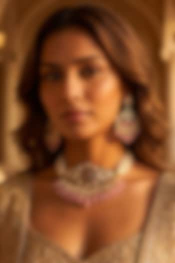 Gold Plated Kundan Polki Choker Necklace Set by Tussya at Pernia's Pop Up Shop