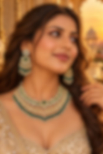 Gold Plated Kundan Polki Necklace Set by Tussya at Pernia's Pop Up Shop