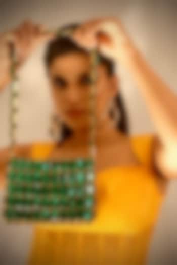 Green Rhinestone Clutch by Tussya at Pernia's Pop Up Shop