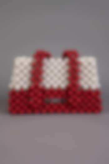 Cherry Red & Ivory Crystal Clutch by Tussya at Pernia's Pop Up Shop