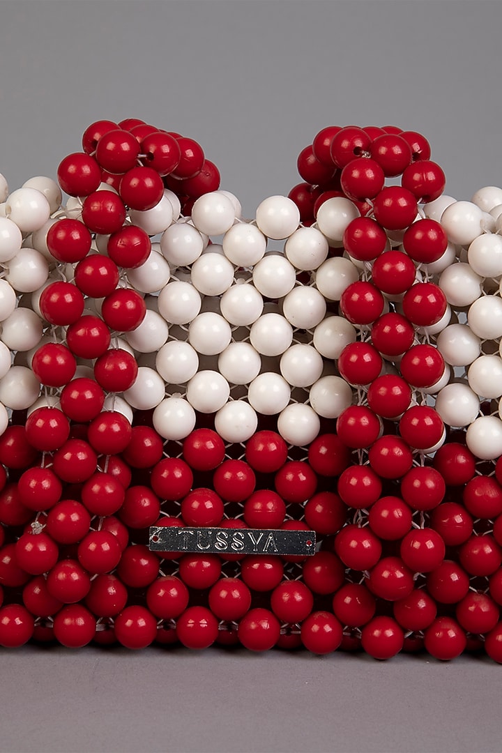Cherry Red & Ivory Crystal Clutch by Tussya at Pernia's Pop Up Shop