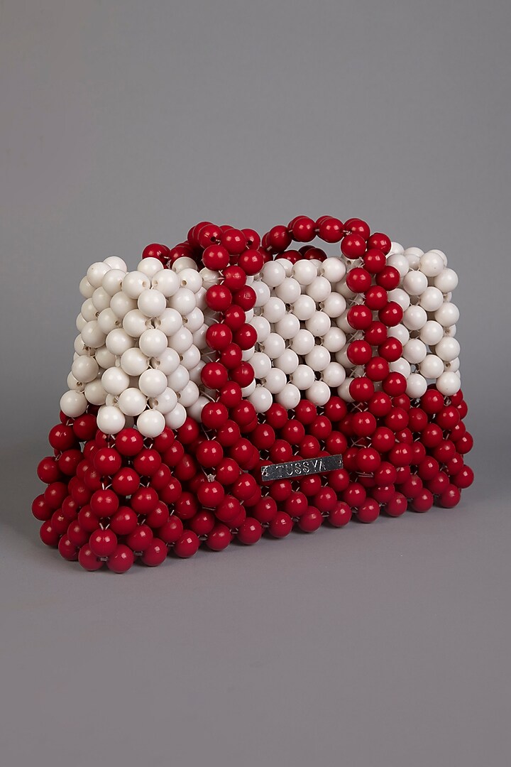 Cherry Red & Ivory Crystal Clutch by Tussya at Pernia's Pop Up Shop