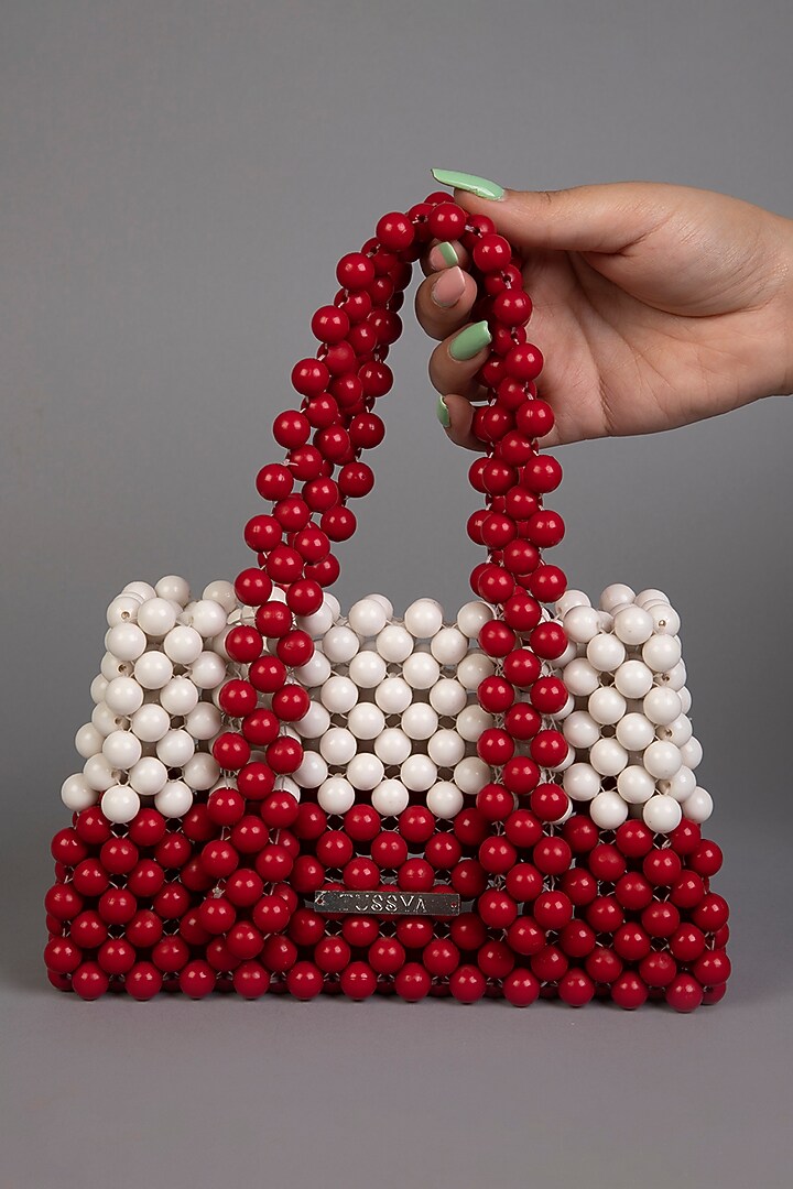Cherry Red & Ivory Crystal Clutch by Tussya at Pernia's Pop Up Shop
