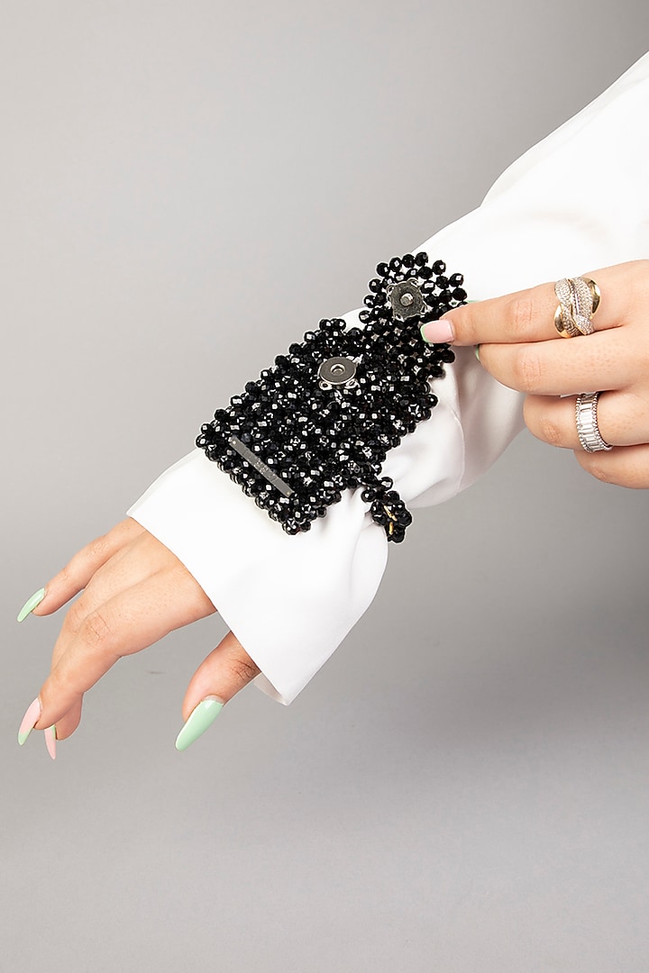 Black Crystal Wrist Bag by Tussya at Pernia's Pop Up Shop