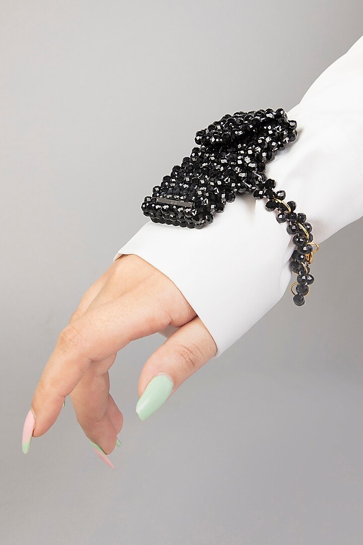 Black Crystal Wrist Bag by Tussya at Pernia's Pop Up Shop