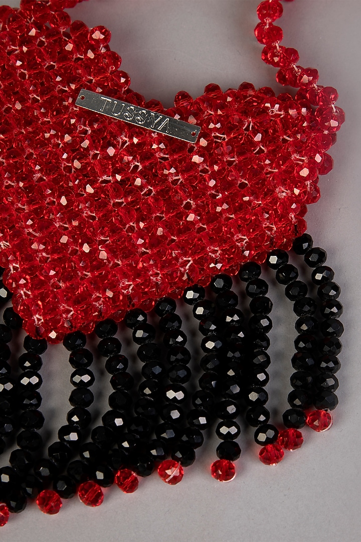 Red Crystal Heart-Shaped Mini Bag by Tussya at Pernia's Pop Up Shop