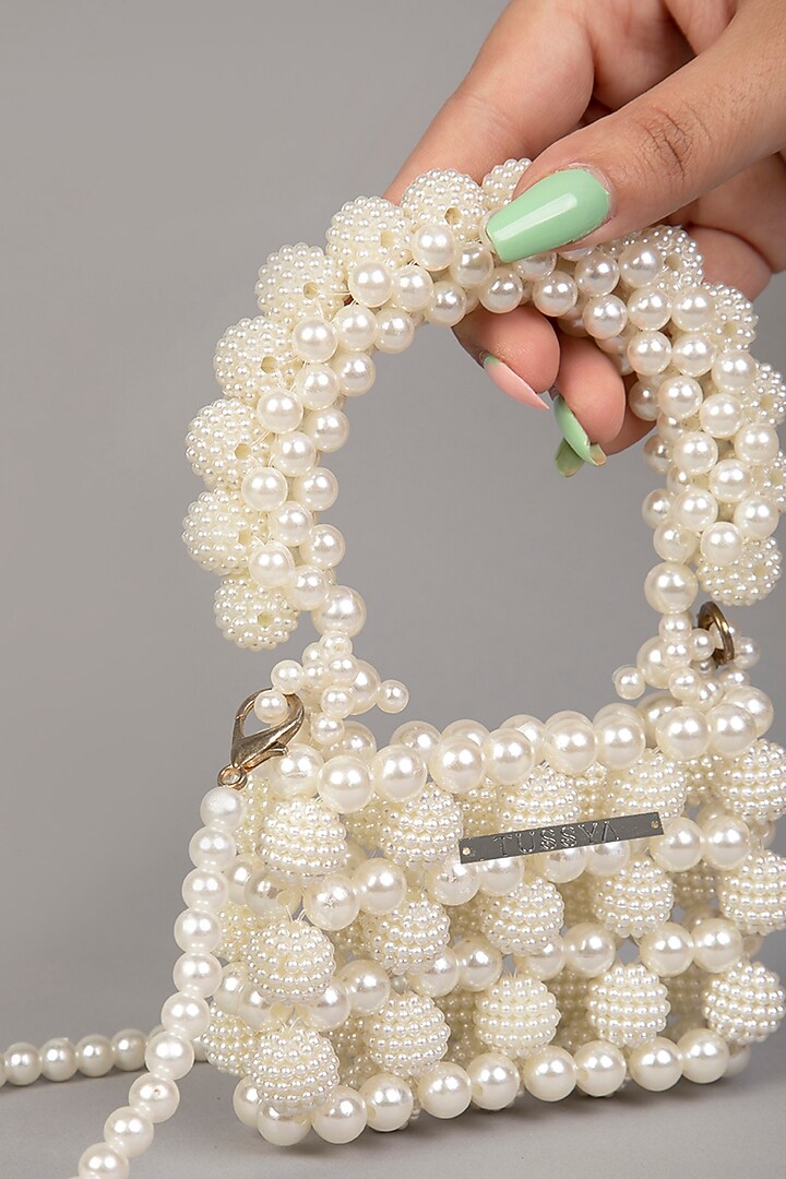 White Pearl Mini Bag by Tussya at Pernia's Pop Up Shop