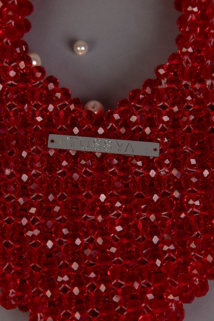 Red Crystal Heart-Shaped Mini Bag by Tussya at Pernia's Pop Up Shop