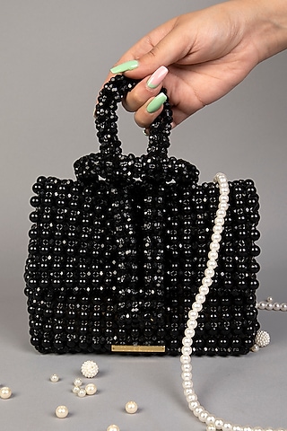Black Crystal & Acrylic Clutch by Tussya