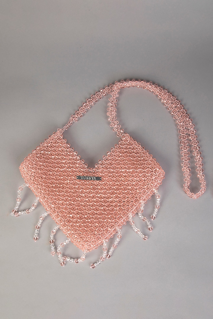 Pink Crystal Heart-Shaped Clutch by Tussya at Pernia's Pop Up Shop