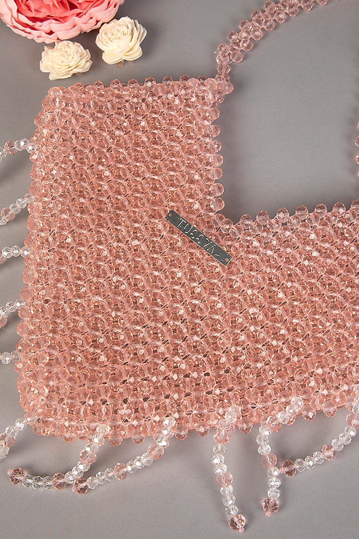 Pink Crystal Heart-Shaped Clutch by Tussya at Pernia's Pop Up Shop