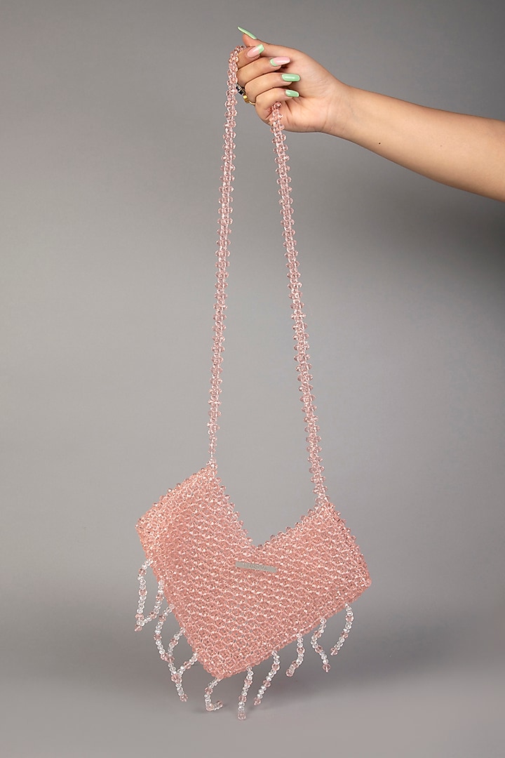 Pink Crystal Heart-Shaped Clutch by Tussya at Pernia's Pop Up Shop