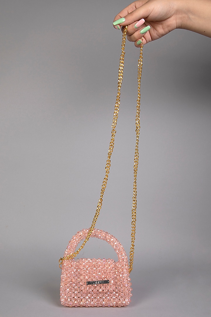 Pink Crystal Sling Mini Bag by Tussya at Pernia's Pop Up Shop