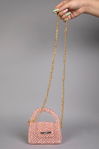 Pink Crystal Sling Mini Bag by Tussya