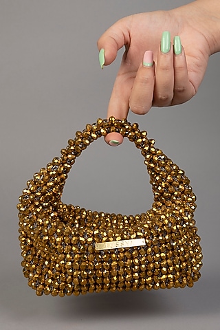 Gold Crystal Clutch by Tussya