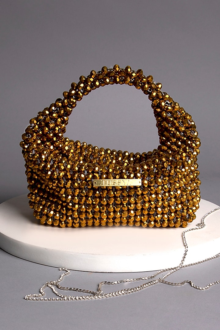 Gold Crystal Clutch by Tussya at Pernia's Pop Up Shop