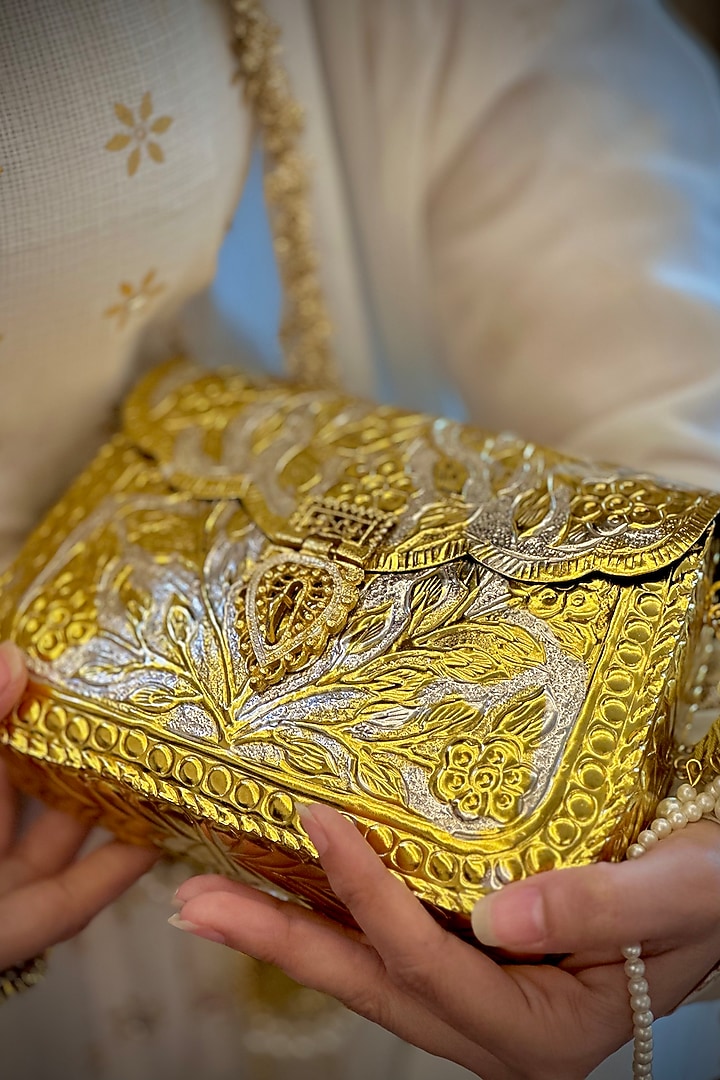Gold Brass Handcrafted Potli by Tussya at Pernia's Pop Up Shop