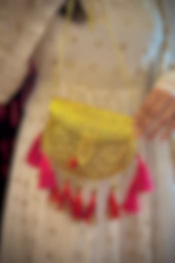 Gold Brass Handcrafted Potli by Tussya at Pernia's Pop Up Shop