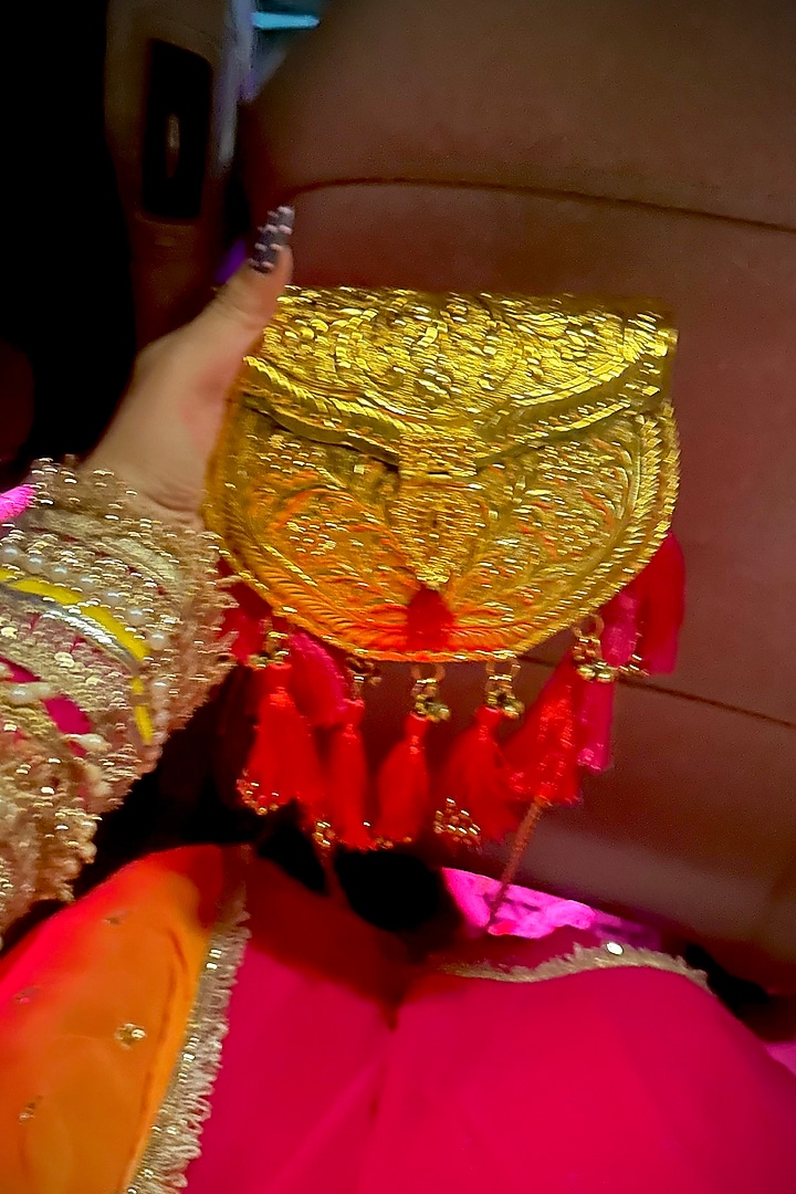 Gold Brass Handcrafted Potli by Tussya at Pernia's Pop Up Shop