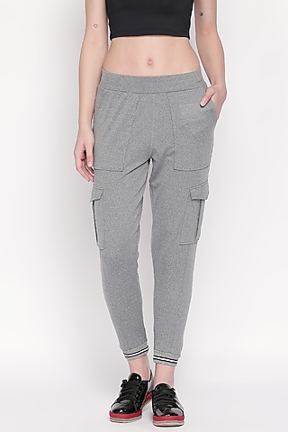 Grey Polyester Blend Track Pants by TUNA ACTIVE