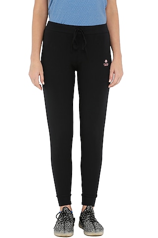 Black Jogger Pants With Mesh Side Panels by TUNA ACTIVE