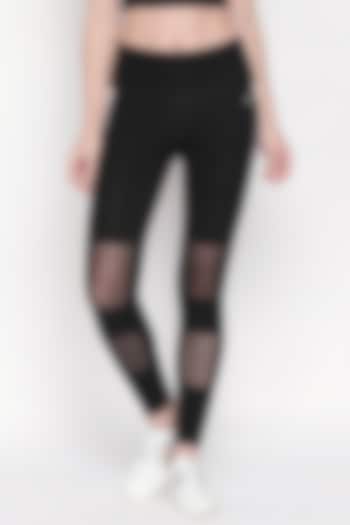 Black Leggings With Mesh Detailing by TUNA ACTIVE