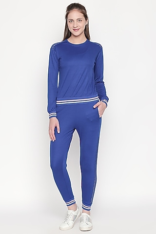 Cobalt Blue Top With Knitted Pants by TUNA ACTIVE