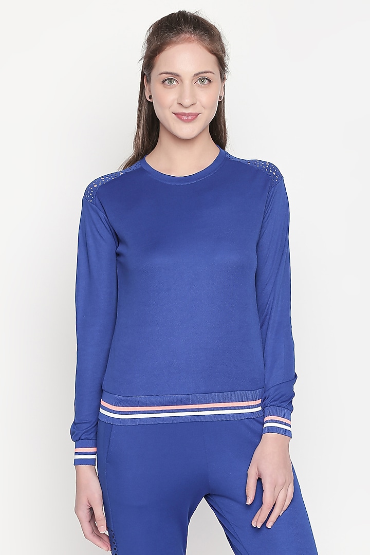 Cobalt Blue Top With Knitted Pants by TUNA ACTIVE at Pernia's Pop Up Shop
