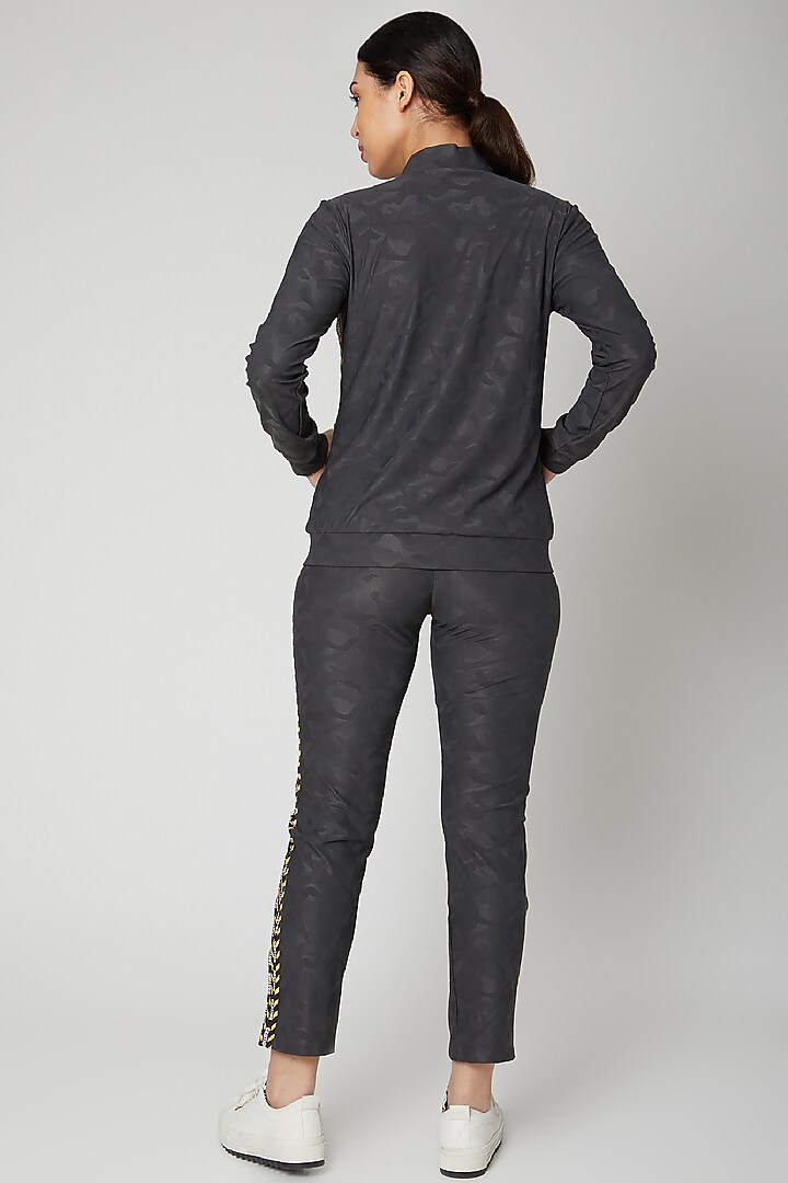 Grey Printed Jacket With Track Pants by TUNA ACTIVE at Pernia's Pop Up Shop