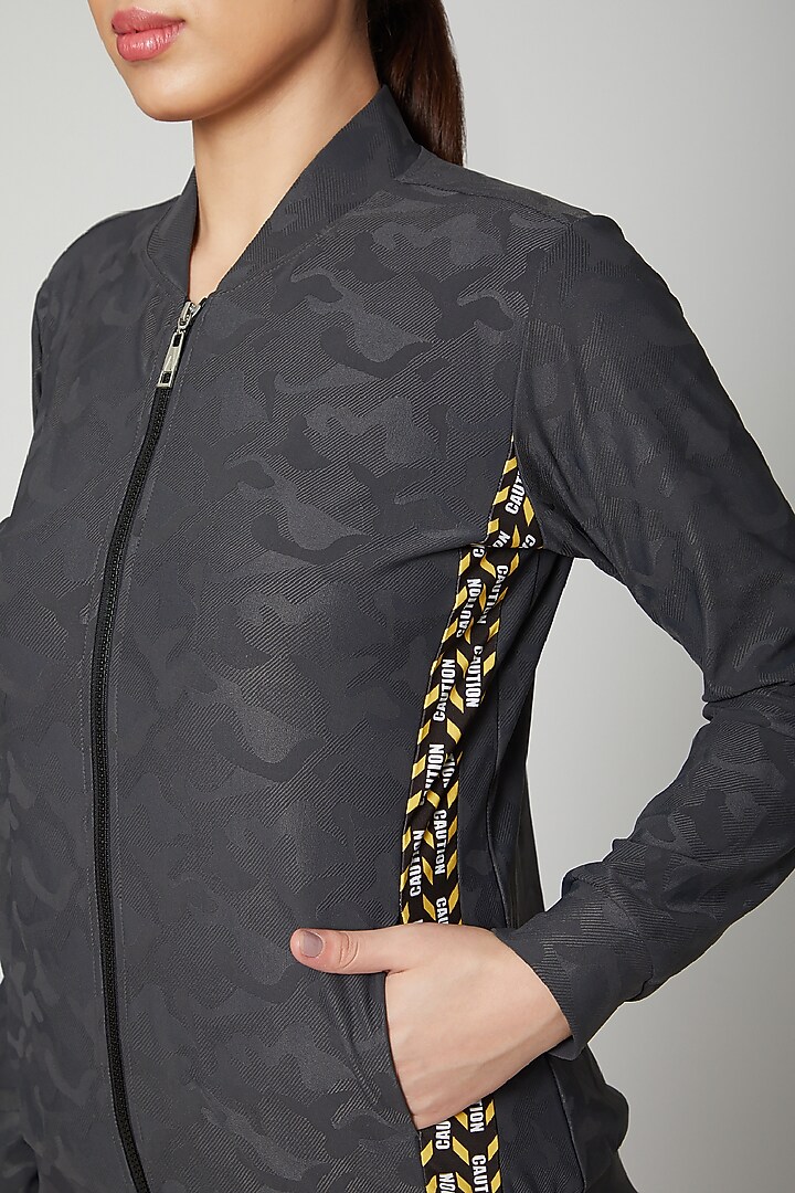 Grey Printed Jacket With Track Pants by TUNA ACTIVE at Pernia's Pop Up Shop