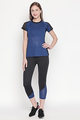 Cobalt Blue Top With Track Pants by TUNA ACTIVE