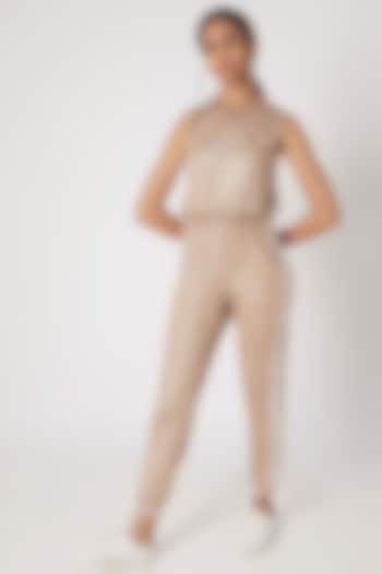 Blush Pink Metallic Jumpsuit by TUNA ACTIVE at Pernia's Pop Up Shop