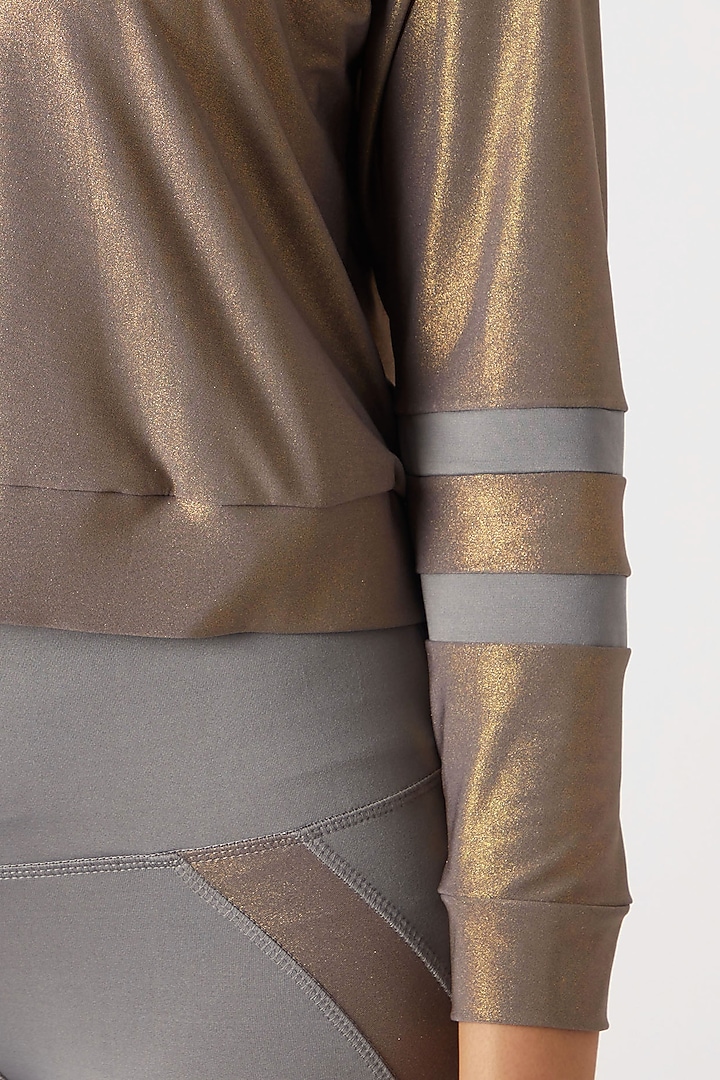 Grey Polyester Blend Hoodie And Leggings by TUNA ACTIVE at Pernia's Pop Up Shop