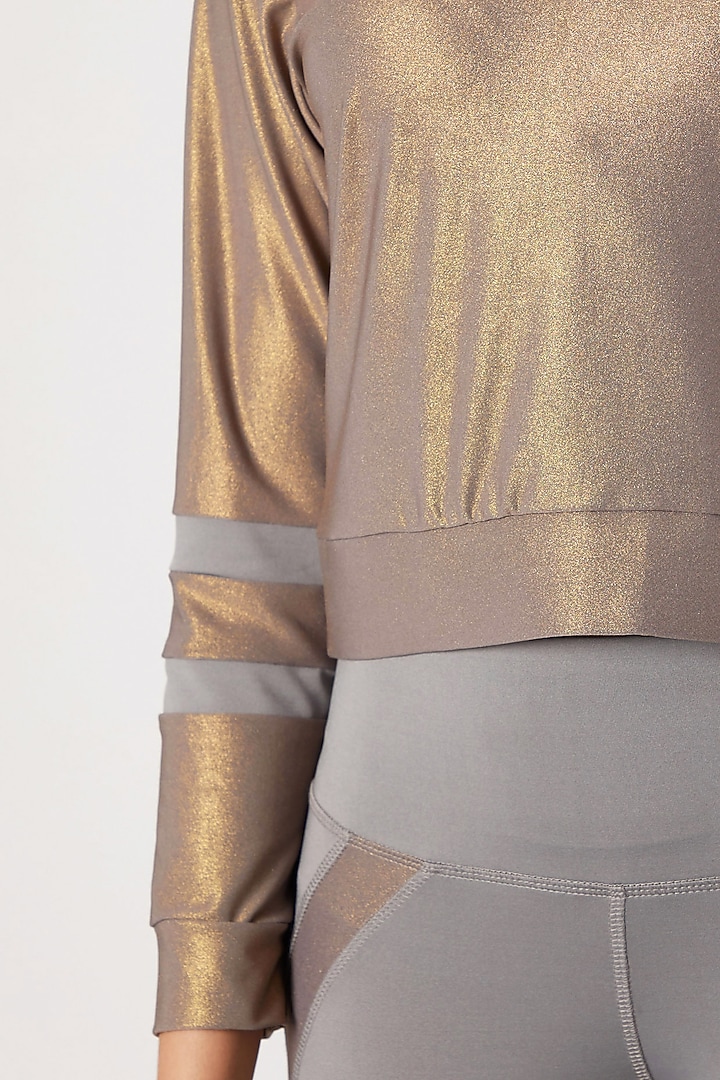 Grey Polyester Blend Hoodie And Leggings by TUNA ACTIVE at Pernia's Pop Up Shop
