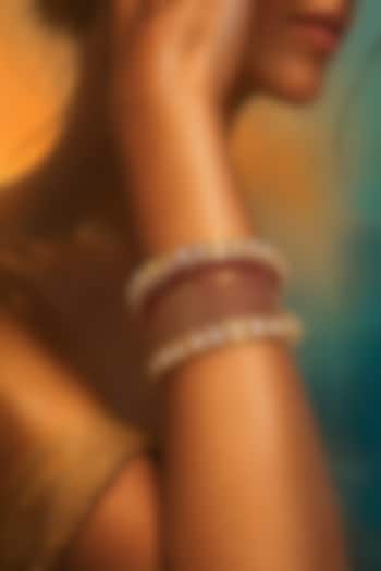 Gold Finish Kundan Polki & Ruby Stone Bangle by Tussya at Pernia's Pop Up Shop