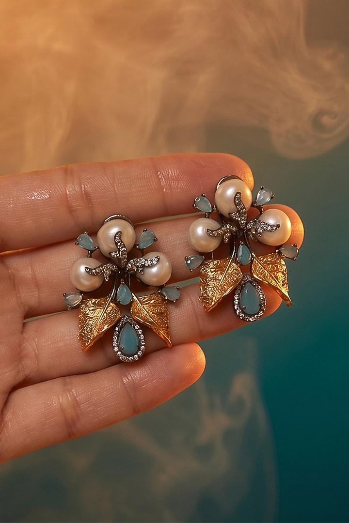 Antique Silver Finish Kundan Polki Choker Necklace Set by Tussya at Pernia's Pop Up Shop
