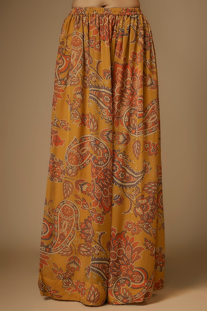 Yellow Viscose Organza Paisley Printed Pant Set by Taavare at Pernia's Pop Up Shop