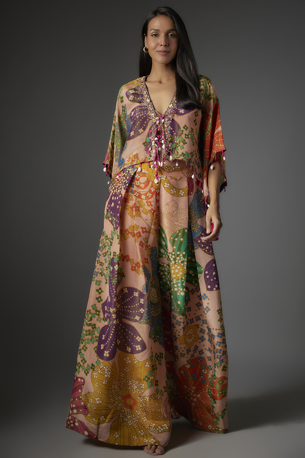 Peach Tissue Organza Printed Co-Ord Set by Taavare at Pernia's Pop Up Shop