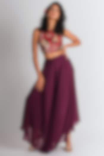 Plum Tulle High-Low Pant Set by Tavaare at Pernia's Pop Up Shop